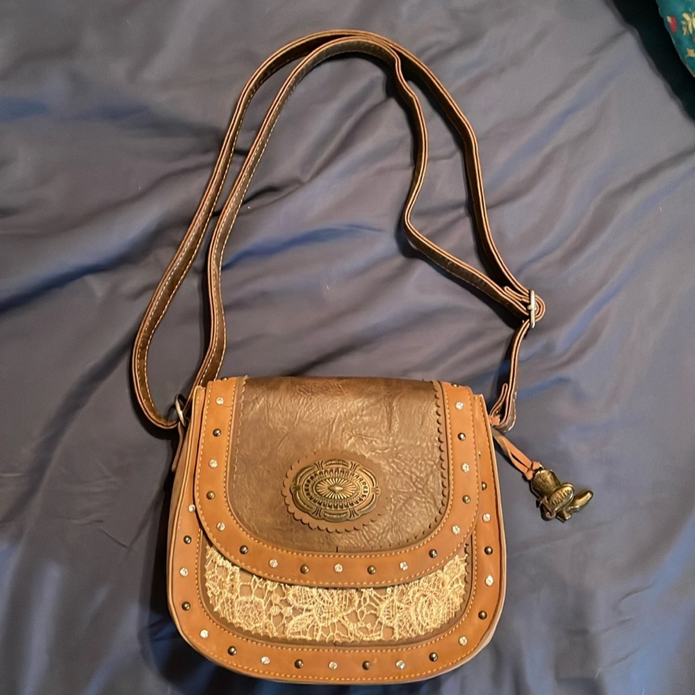 Justin leather and lace purse or crossbody